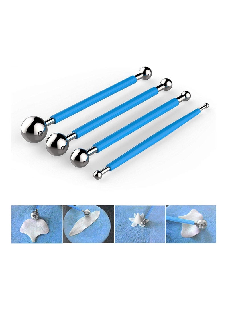 Cool Baby 4 Pcs Metal Ball Fondant Cake Decorating Sugarcraft Flower Modelling Tool - Image 2