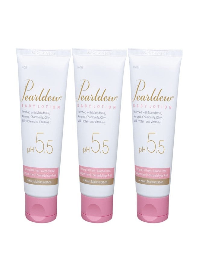 Pearldew Baby Lotion ( 100 ml - Pack Of 3) With Aloe Vera, Calendula, Coco Butter, Grapeseed Oil, Macadamia, Olive Oil, Chamomile, Passion Fruit Oil & Almond Oil | Paraben Free | (100 ml - Pack Of 3) - Image 1