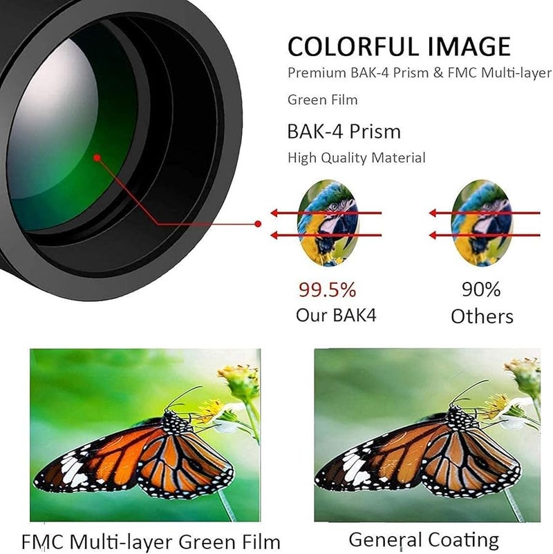 40x60 High Powered Monocular Telescope for Bird Watching Stargazing with Night Vision and Phone Adapter - Image 5