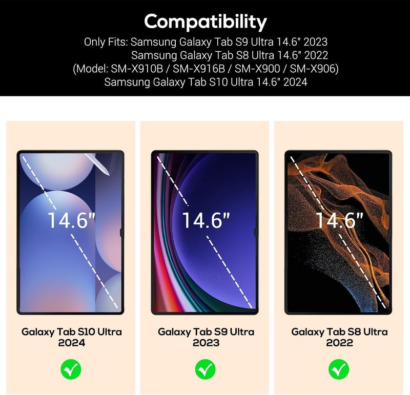 Procases 1 Pack Screen Protector For Galaxy Tab S9 Ultra 14.6 Inch 2023 / Tab S8 Ultra 2022, Tempered Glass Screen Film Guard For 14.6” Galaxy Tab S9 Ultra Tablet (Sm-X910 X916B X900 X906) - Image 2