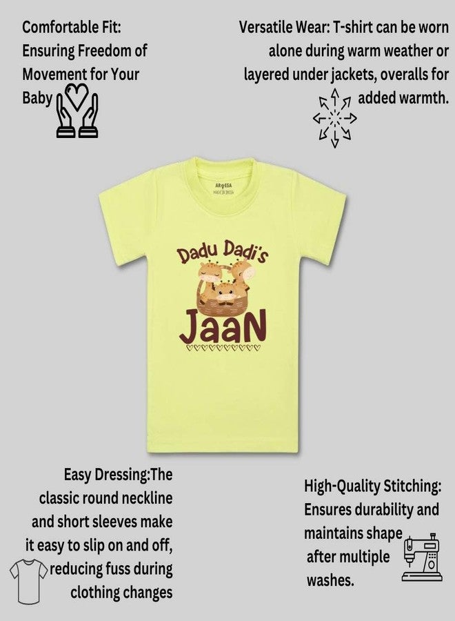 ARVESA Dada Dadi Jaan TS-1259 Dada Dadi Baby Tshirt for Kids Boys & Girls Half Sleeves Round Neck Clothes Tshirt for Kids Boys 1 Months to 6 Years Dress Yellow - Image 3