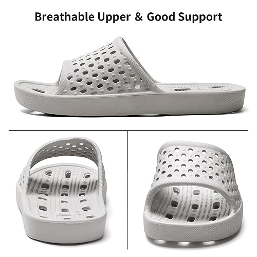 Xomiboe Shower Shoes Men Women Non Slip Bathroom House Slippers College Dorm Room Essentials for Girls Kids Shower Sandals Swimming Water Shoe (Grey,EU44-45) - Image 5
