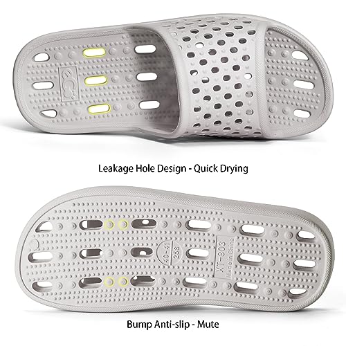 Xomiboe Shower Shoes Men Women Non Slip Bathroom House Slippers College Dorm Room Essentials for Girls Kids Shower Sandals Swimming Water Shoe (Grey,EU44-45) - Image 4