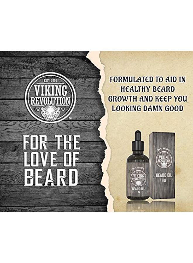 Viking Revolution Beard Oil Conditioner - All Natural Unscented Argan & Jojoba Oils - Softens, Smooths & Strengthens Beard Growth - Grooming Beard And Mustache Maintenance Treatment, 1 Pack - Image 2
