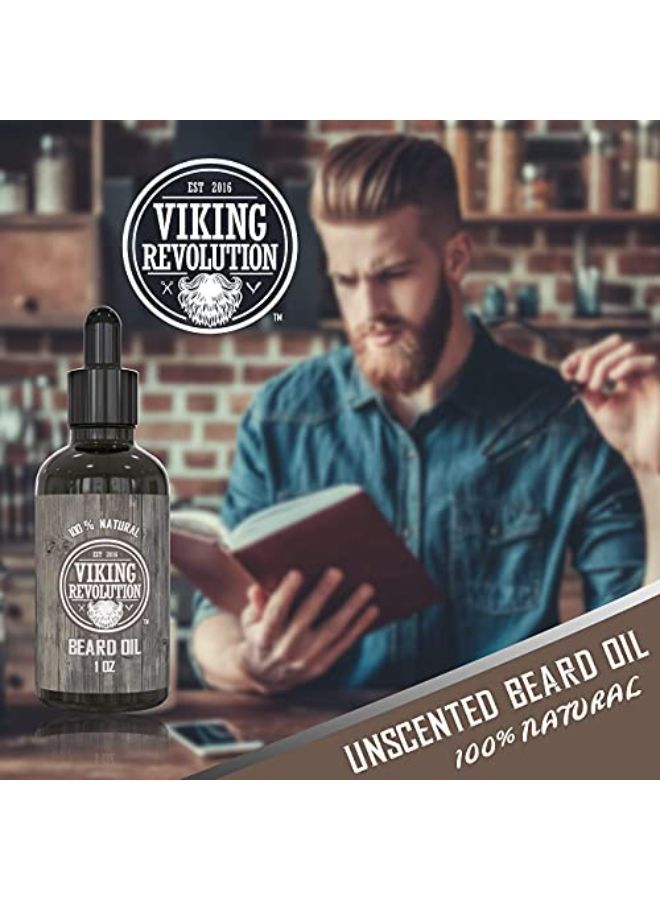 Viking Revolution Beard Oil Conditioner - All Natural Unscented Argan & Jojoba Oils - Softens, Smooths & Strengthens Beard Growth - Grooming Beard And Mustache Maintenance Treatment, 1 Pack - Image 3