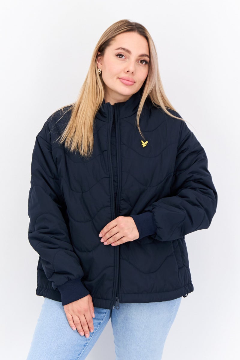 Lyle & Scott Women Brand Logo Quilted Jacket, Dark Navy - Image 1