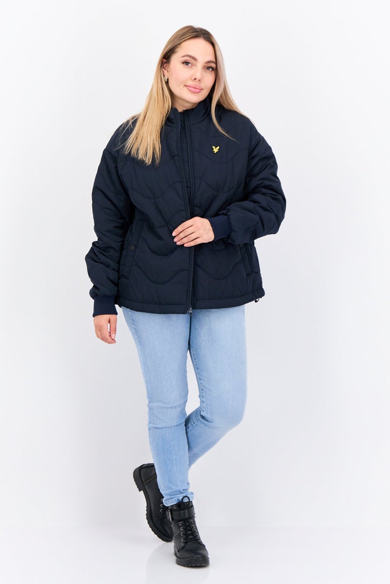 Lyle & Scott Women Brand Logo Quilted Jacket, Dark Navy - Image 4