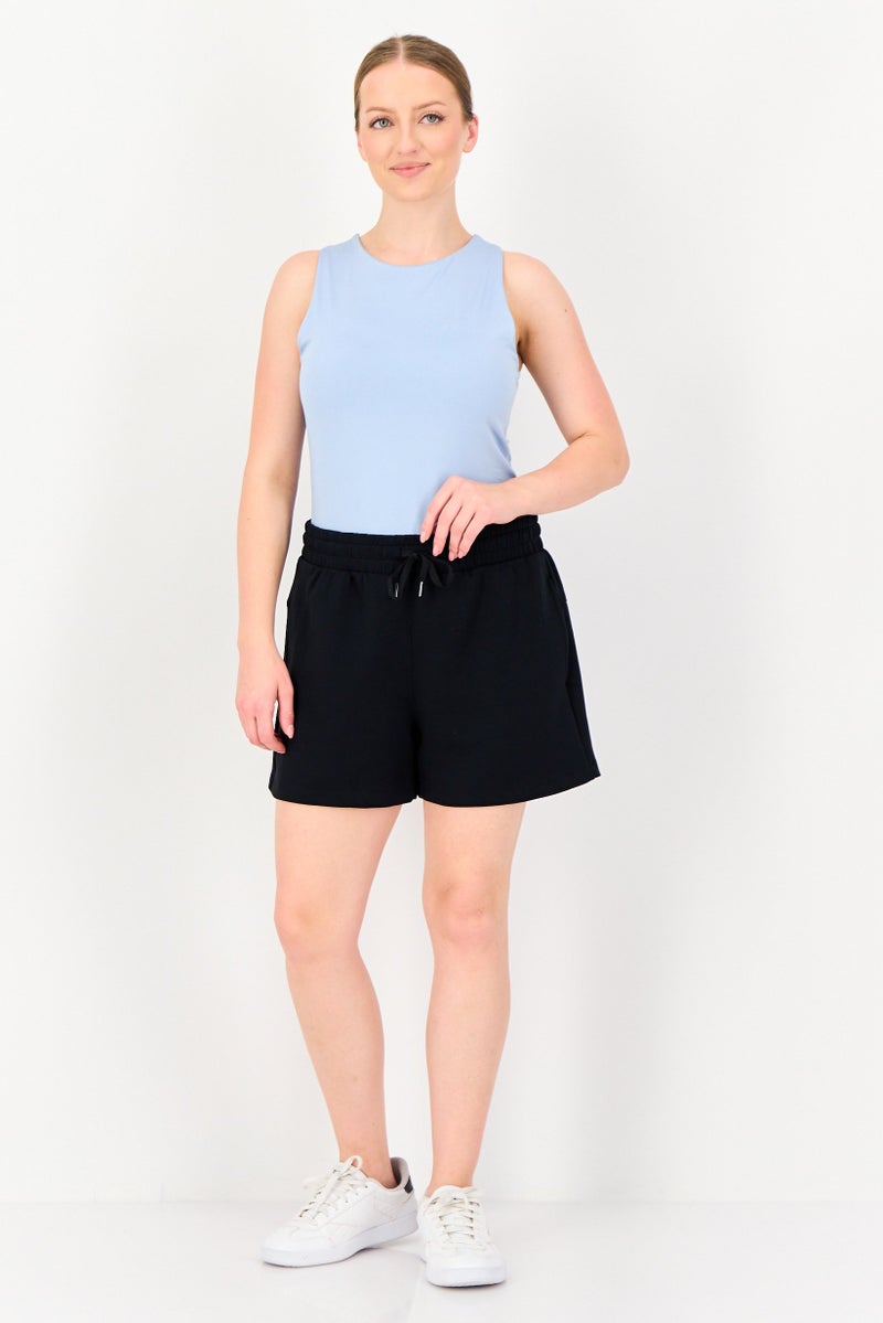 Member's Mark Women Regular Fit Drawstring Plain Shorts, Black - Image 4