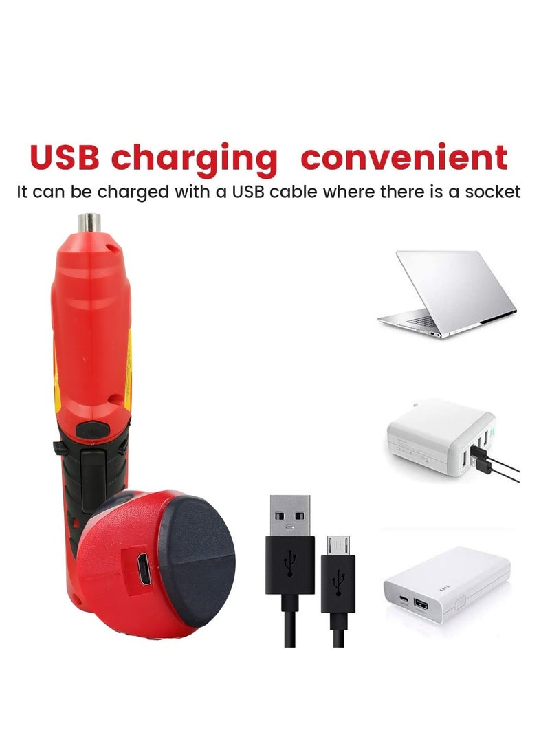 Denx 4.2V Cordless Electric Screwdriver Drill Driver Kit, 1300mAh Battery, 250RPM, USB Rechargeable, LED Light, 70 Min Working Time, 42 PCS Set with Bits, Sockets, Case DX2502 - Image 5