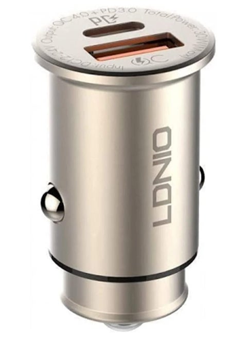 شاحن سيارة Ldnio C506Q مع كابل من النوع C USB QC4+ شاحن سيارة سريع 30 وات PD