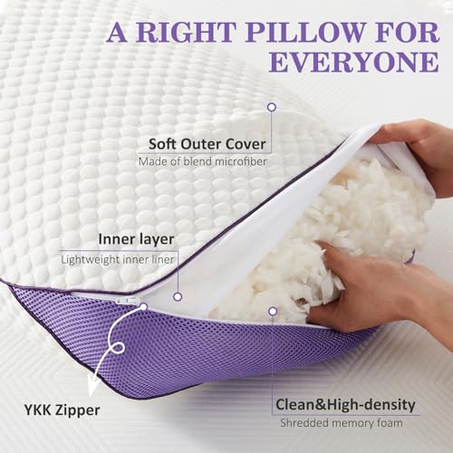 HOMELAB Adjustable Shredded Memory Foam Body Pillow, Cooling Long Pillow with Washable Cover, Full Support for Side Sleepers, Back, Hip & Leg Comfort, 1 Pack 20"x52" - Image 5