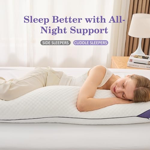 HOMELAB Adjustable Shredded Memory Foam Body Pillow, Cooling Long Pillow with Washable Cover, Full Support for Side Sleepers, Back, Hip & Leg Comfort, 1 Pack 20"x52" - Image 3