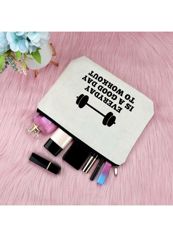 Sfodiary 2Pcs Workout Gift for Women Makeup Bag Fitness Trainer Gift Dumbbell Gift Weightlifting Gift Bodybuilding Gift Inspirational Gift for Women Friends Christmas Birthday Gift for Her Travel Cosmetic Bag - Image 4