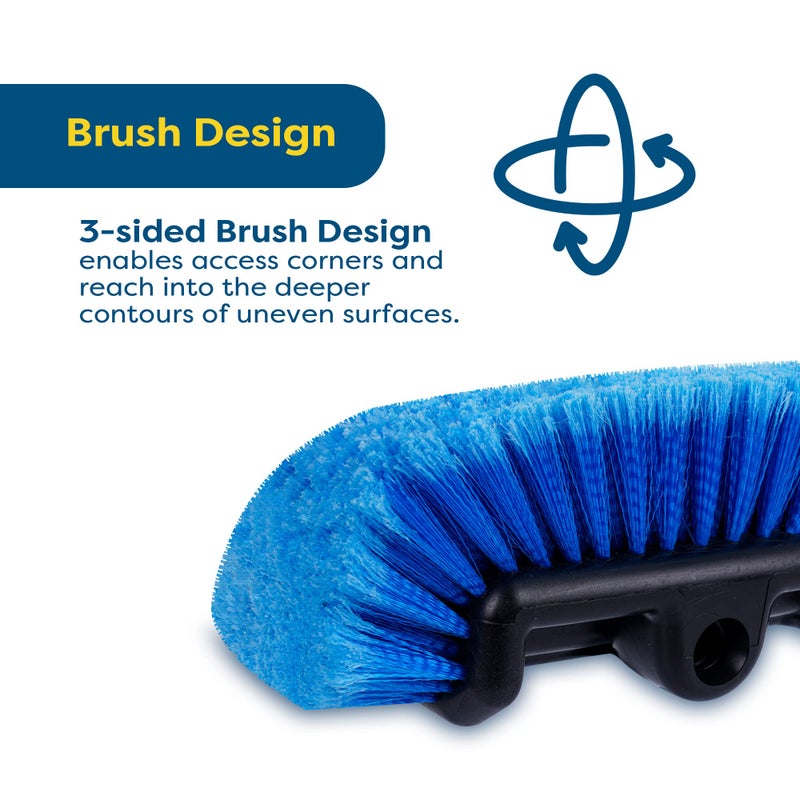 SCRUBIT 12" Car Wash Brush with Soft Bristles for Car Truck Boat Deck & House Cleaning, Exterior Washing Brush Connects with Pole & Hose, Storage Bag Included (Blue) - Image 4