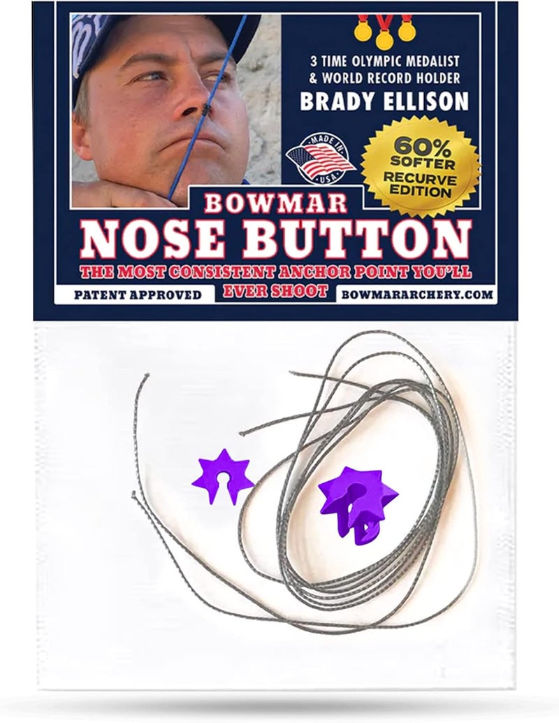 Bowmar Archery Nose Button Recurve Edition, Extremely Light Weight, Creates Consistent Anchor Point, Two Sizes Included - Image 1