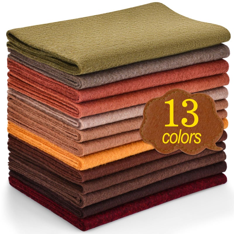 XSEINO 13 Rolls 8"x35" 1.4mm Thick Soft Felt Fabric Sheet 13 Assorted Dark Brown Series Colors Felt Pack for DIY Craft Sewing Squares Nonwoven Patchwork - Image 1