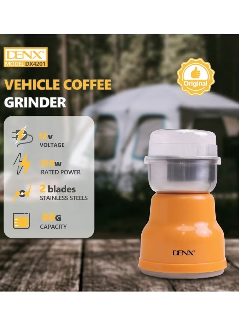DENX Electric Coffee & Spice Grinder, 12V Portable Vehicle Use, 120W Motor with Stainless Steel Blades, 80g Capacity, Multipurpose Travel Mihbaj for Coffee Beans, Herbs, Nuts, Seeds, Spices, DX4201 - Image 5