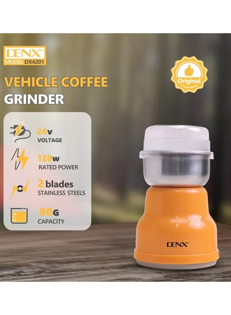 DENX Electric Coffee & Spice Grinder, 12V Portable Vehicle Use, 120W Motor with Stainless Steel Blades, 80g Capacity, Multipurpose Travel Mihbaj for Coffee Beans, Herbs, Nuts, Seeds, Spices, DX4201 - Image 4