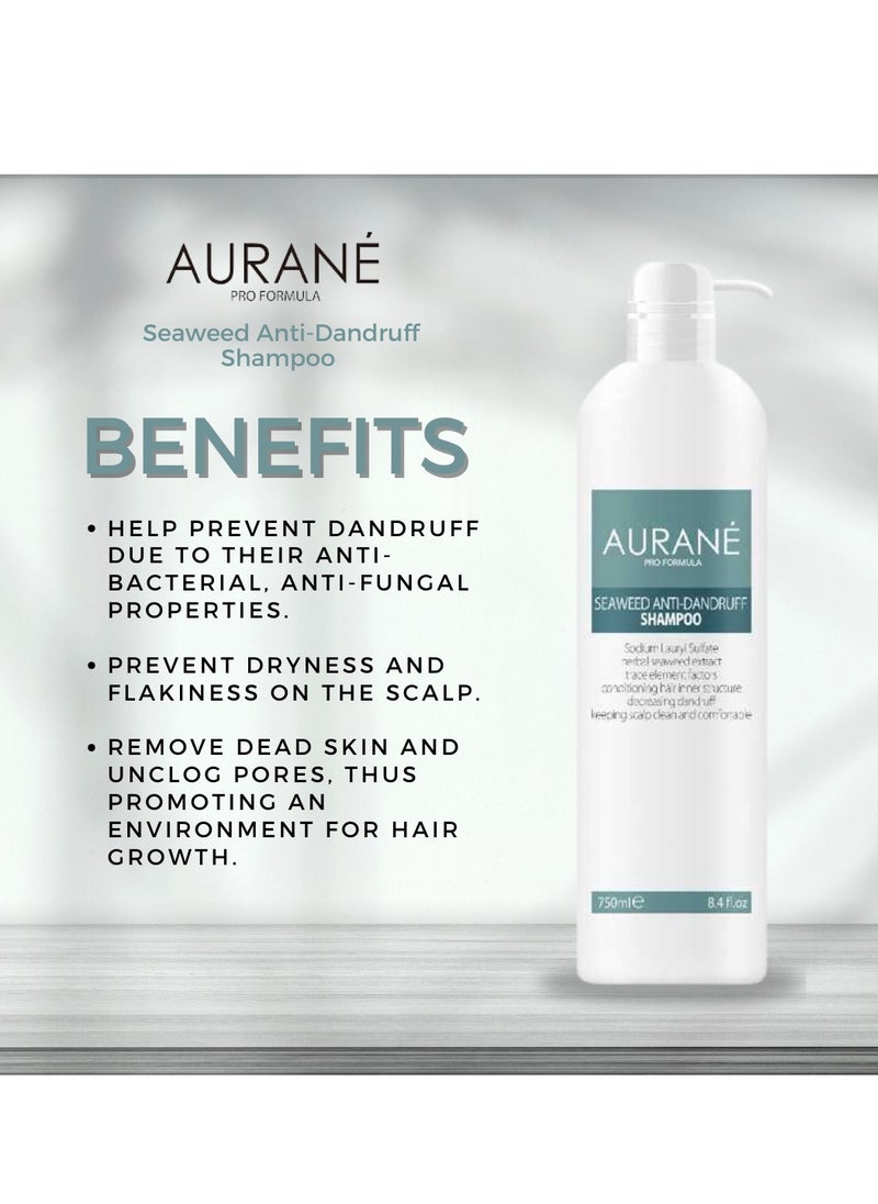 AURANE Seaweed Anti-Dandruff Shampoo 750ml - Professional Hair Care for Dandruff Control - Soothing and Refreshing Formula - Cleanses and Purifies Scalp - Helps Reduce Itching and Flaking  - Image 3