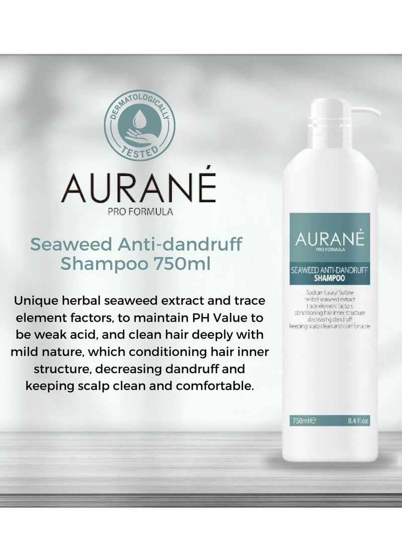 AURANE Seaweed Anti-Dandruff Shampoo 750ml - Professional Hair Care for Dandruff Control - Soothing and Refreshing Formula - Cleanses and Purifies Scalp - Helps Reduce Itching and Flaking  - Image 2