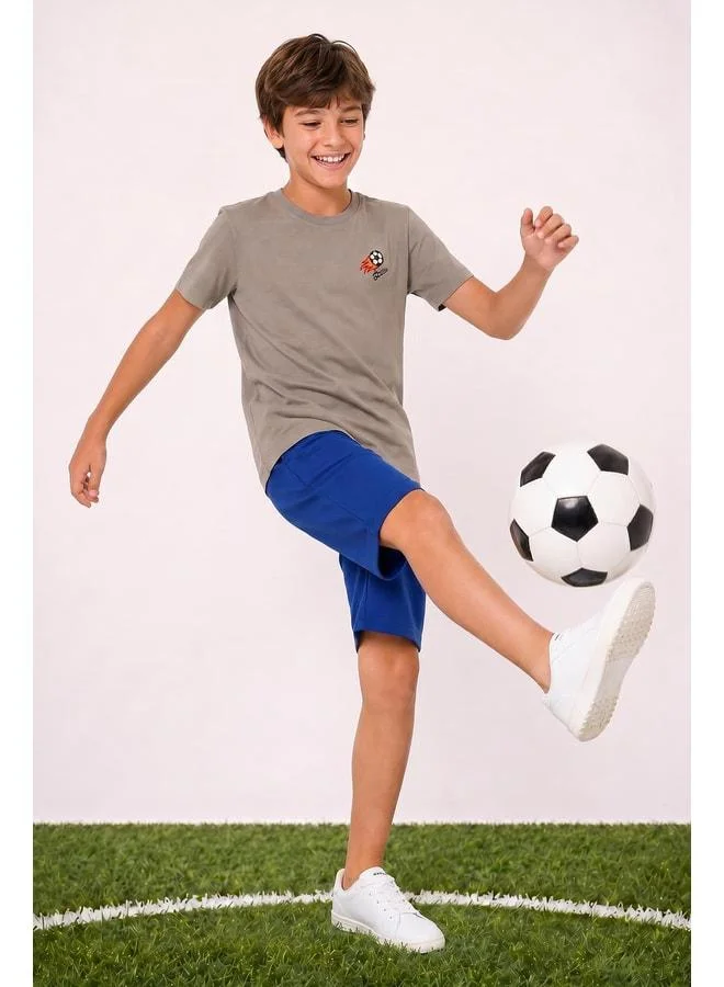 Perendi Boy's Striker Embroidered Shorts Set