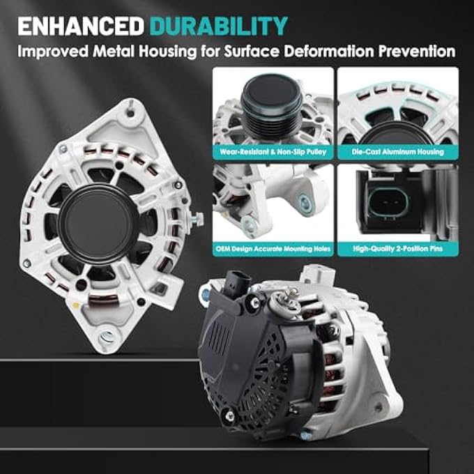 Farrme 11693 Car Alternators 12V 115 Amp, 6-Groove Pulley Fit for Toyota Corolla 2014-2019 L4 1.8L Automotive Replacement Alternators 27060-0T230, FG12T050 Corolla Alternator - Image 4