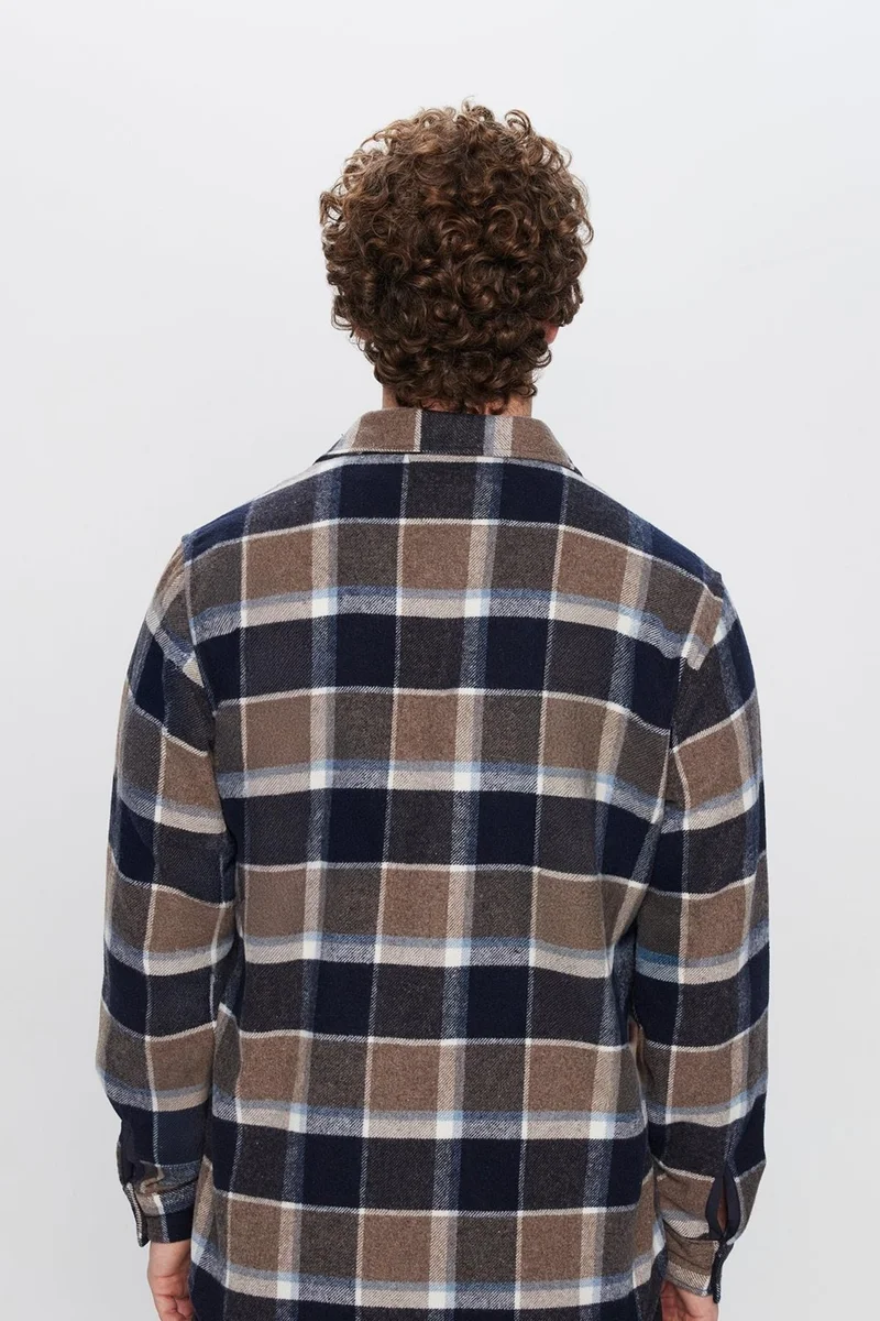 تودورس Men's Classic Fit Regular Cut Lumberjack Single Pocket Flap Winter Shirt