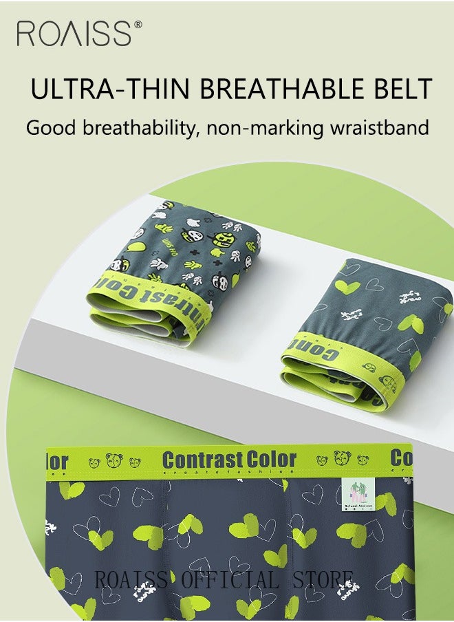roaiss 2 Pack Patterned Boxer Briefs Fashionable Boxers for Men Contrast Color Young Underwear  - Image 4