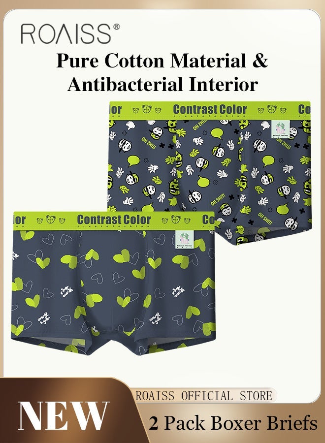 roaiss Men 2 Pack Underwear Set, Soft Stretchy Trunk Briefs with Exquisite Patterns and Elastic Waistbands, Breathable Boxer Briefs with Antibacterial Lining, Ideal for Everyday Wear - Image 1