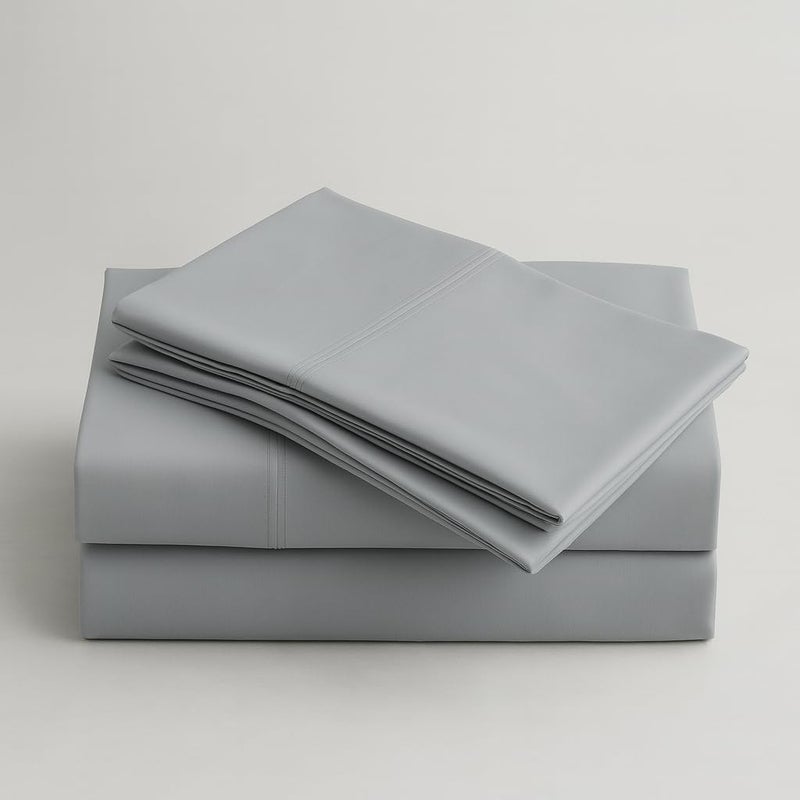 Peru Pima 600 Thread Count Sateen Queen Sheet Set - 100% Peruvian Pima Cotton, 4 Piece (Flat, Fitted, 2 Pillowcases) - Cooling, Crisp, Deep Pocket, Hotel Quality Bedding - Slate - Image 1