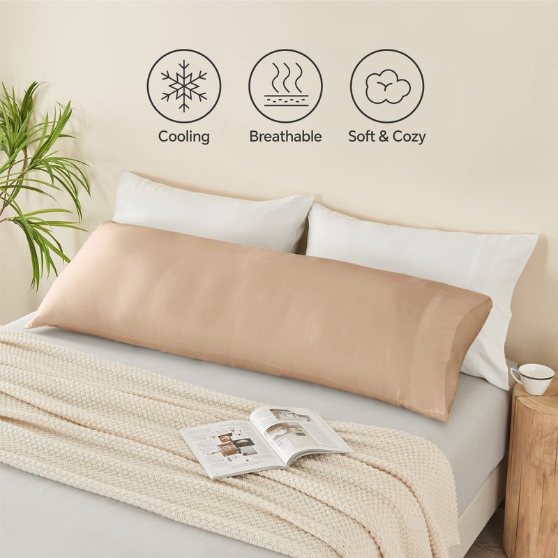 BEDELITE Body Pillow Case Cover, Rayon Made from Bamboo, Cooling Body Pillow Cover for Hot Sleepers and Night Sweats, Breathable & Silky Soft Full Long Pillow Case (Taupe, 20x54 Inches) - Image 5