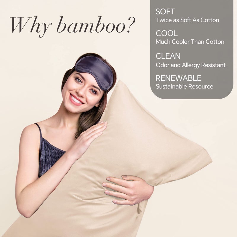 BEDELITE Body Pillow Case Cover, Rayon Made from Bamboo, Cooling Body Pillow Cover for Hot Sleepers and Night Sweats, Breathable & Silky Soft Full Long Pillow Case (Taupe, 20x54 Inches) - Image 2