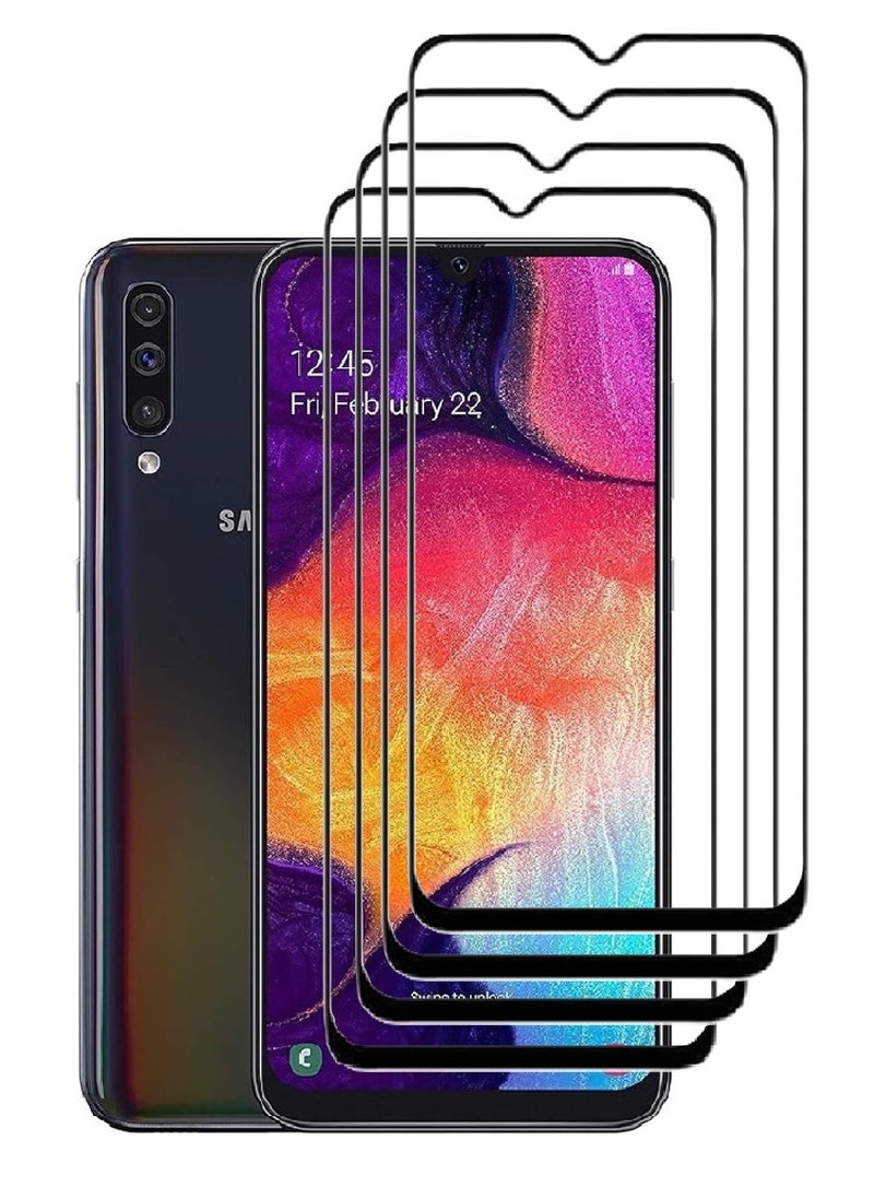AINA 4 Pieces Tempered Glass Screen Protector 5D Designed For Samsung Galaxy A50 Full Glue Edge to Edge Full Screen Coverage And Bubble Free - Image 1