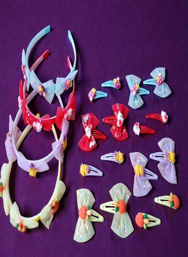Neobaby Hair Accessories Set, Bow Style Headbands and Tic Tac Hair Clips, Multicolor with Cartoon, Fruits, Animal & Flower Multiple Designs for Toddlers, Kids Girls, Baby Girls and Women's (Pack of 20 Pcs) - Image 1