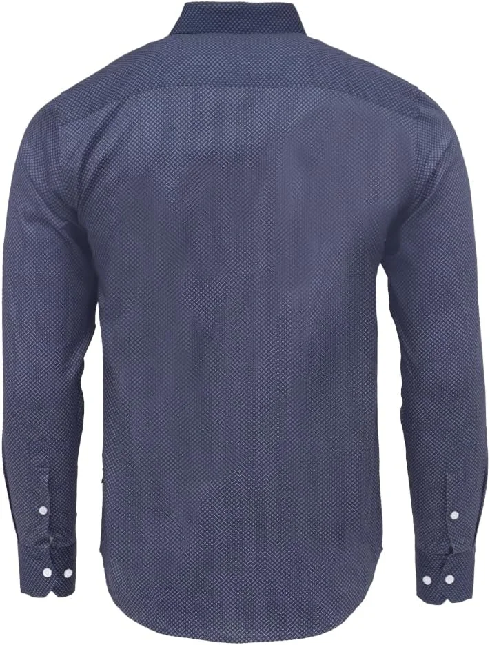 Cedro Cedro Men's Regular Fit Cotton Shirt with Digital Print in Navy