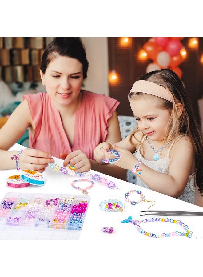 Cludoo 773Pcs Mermaid Charm Diy Beads For Jewelry Making, Unicorn Diy Bracelet Making Bead Kit For Kids Girls With Starfish Shell, Ocean Pearl Beads - Image 4