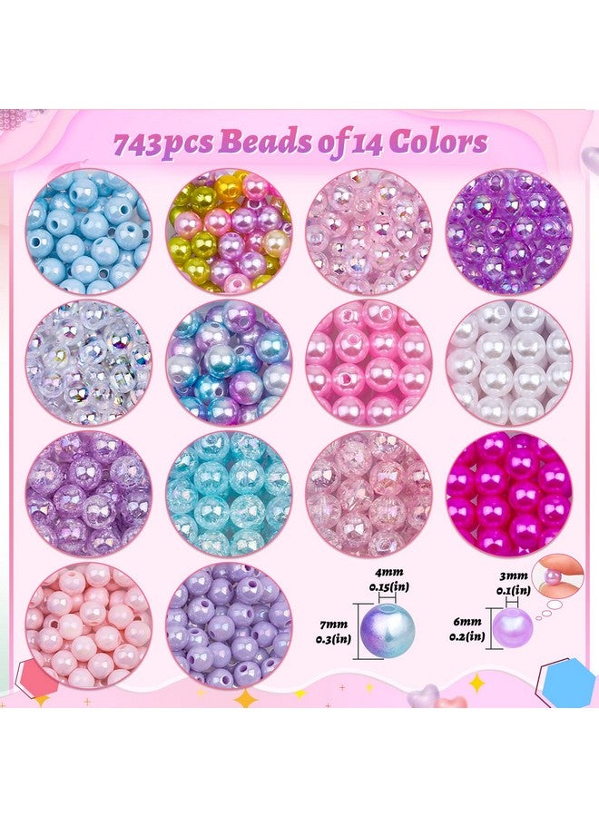 Cludoo 773Pcs Mermaid Charm Diy Beads For Jewelry Making, Unicorn Diy Bracelet Making Bead Kit For Kids Girls With Starfish Shell, Ocean Pearl Beads - Image 1