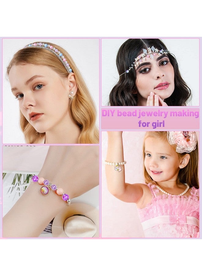 Cludoo 773Pcs Mermaid Charm Diy Beads For Jewelry Making, Unicorn Diy Bracelet Making Bead Kit For Kids Girls With Starfish Shell, Ocean Pearl Beads - Image 3