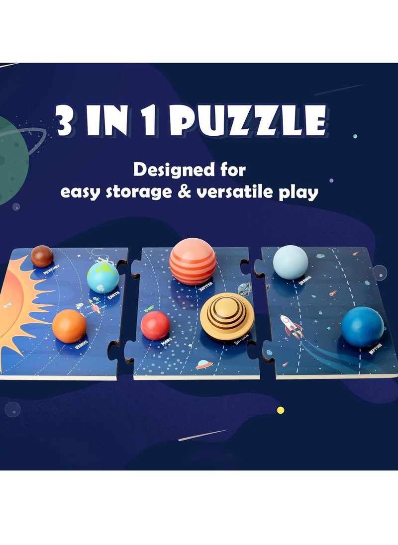 Wooden Solar System Model Board Montessori Toys Planets Puzzle Science STEM Space Learning for Kids 4-8 with 3D Planets Models Preschool Educational Gift for Boys Girls  - Image 4