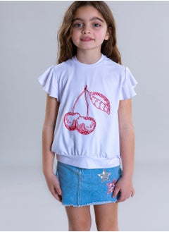 Pear Concept Kids Cherry Embroidered T-Shirt  - Image 1