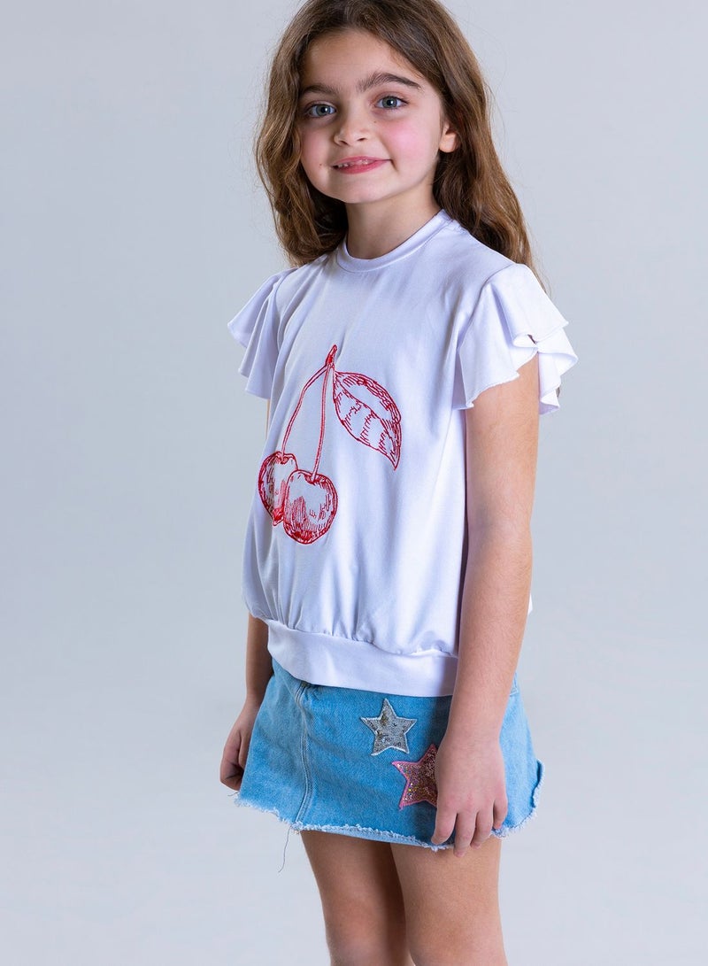 Pear Concept Kids Cherry Embroidered T-Shirt - Image 3