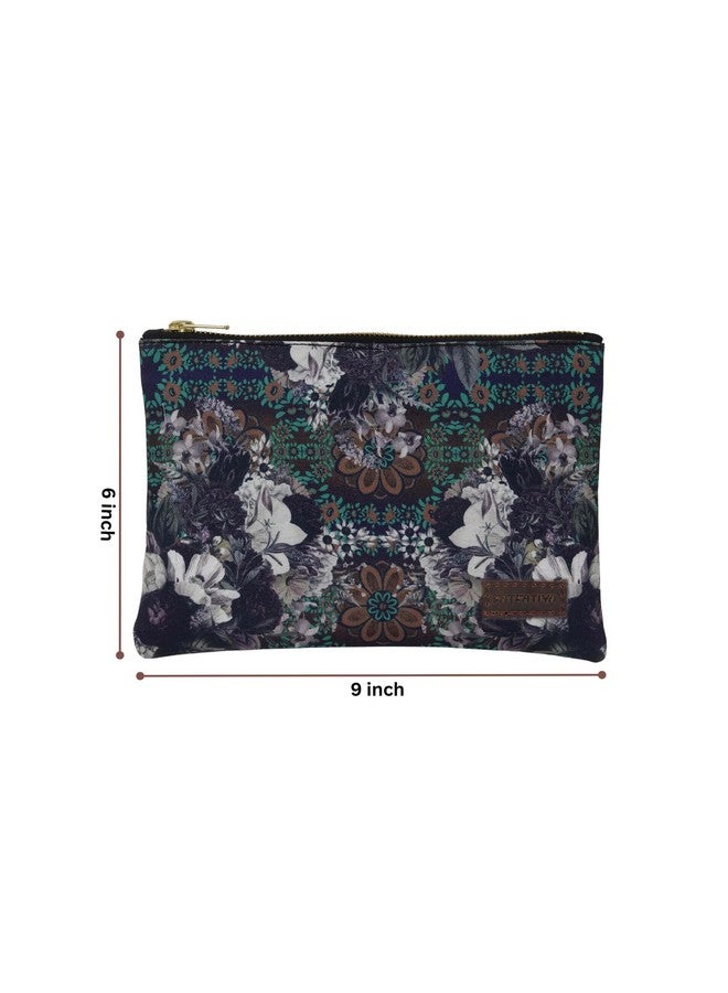 Fatfatiya Abstract Flower Handmade Multipurpose Utility Pouch with Zip Clouser for Women & Girls, Ideal for Daily Use & Travel, Easy to Storing Keys, Wallet, Makeup and Accessories (23x16.5x1) - Image 3