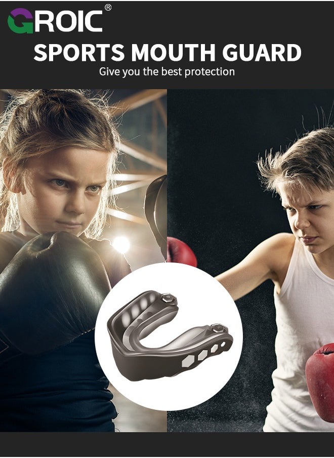 GROIC 2 Pcs EVA Mouthguards with Case, Sport Mouth Guards Mouthguard Gum Guard, Mouthguard Slim Fit for Boxing, Basketball, Hockey, Soccer  - Image 4