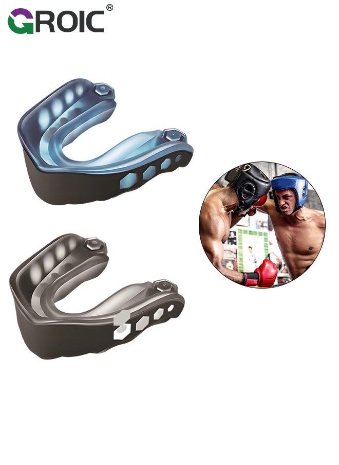 GROIC 2 Pcs EVA Mouthguards with Case, Sport Mouth Guards Mouthguard Gum Guard, Mouthguard Slim Fit for Boxing, Basketball, Hockey, Soccer  - Image 1