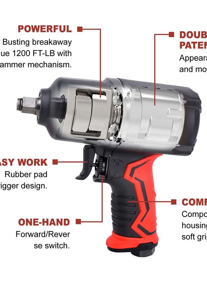 AEROPRO TOOLS 1/2-Inch Composite Air Impact Wrench(A301),Twin Hammer with 1000FT-LB Super Torque - Image 4