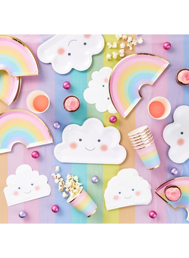 Blue Panda BLUE PANDA Rainbow Party Supplies, Serves 24 Guests, Pastel Dinnerware Set Includes 2 Tablecloth, Cloud Napkins, Rainbow Cups, Plates and Happy Birthday Banner Decorations, 99 Piece  - Image 3