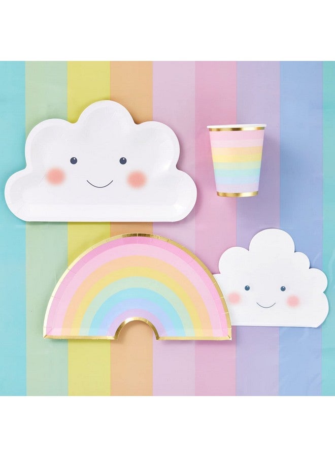 Blue Panda BLUE PANDA Rainbow Party Supplies, Serves 24 Guests, Pastel Dinnerware Set Includes 2 Tablecloth, Cloud Napkins, Rainbow Cups, Plates and Happy Birthday Banner Decorations, 99 Piece  - Image 4