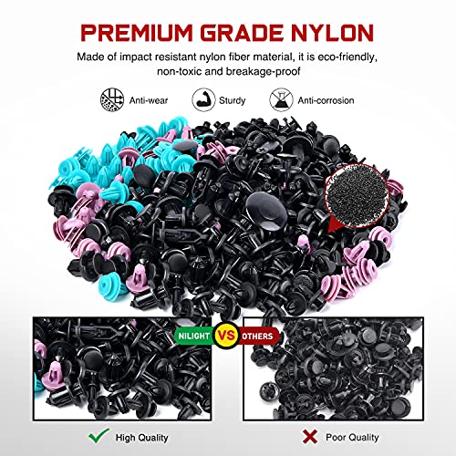 Nilight 725Pcs Car Push Retainer Clips & Auto Fasteners Assortment -23 Most Popular Sizes Nylon Bumper Fender Rivets with 10 Cable Ties and Fasteners Remover for Toyota GM Ford Honda Chevy - Image 4