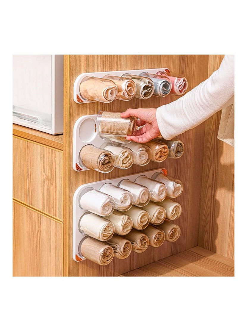 Wall Mounted Underwear Storage Box 3 Pack Plastic Capsule Storage Organizer for Underwear Socks Bras Panties Scarf Ties and Small Things (White)  - Image 1