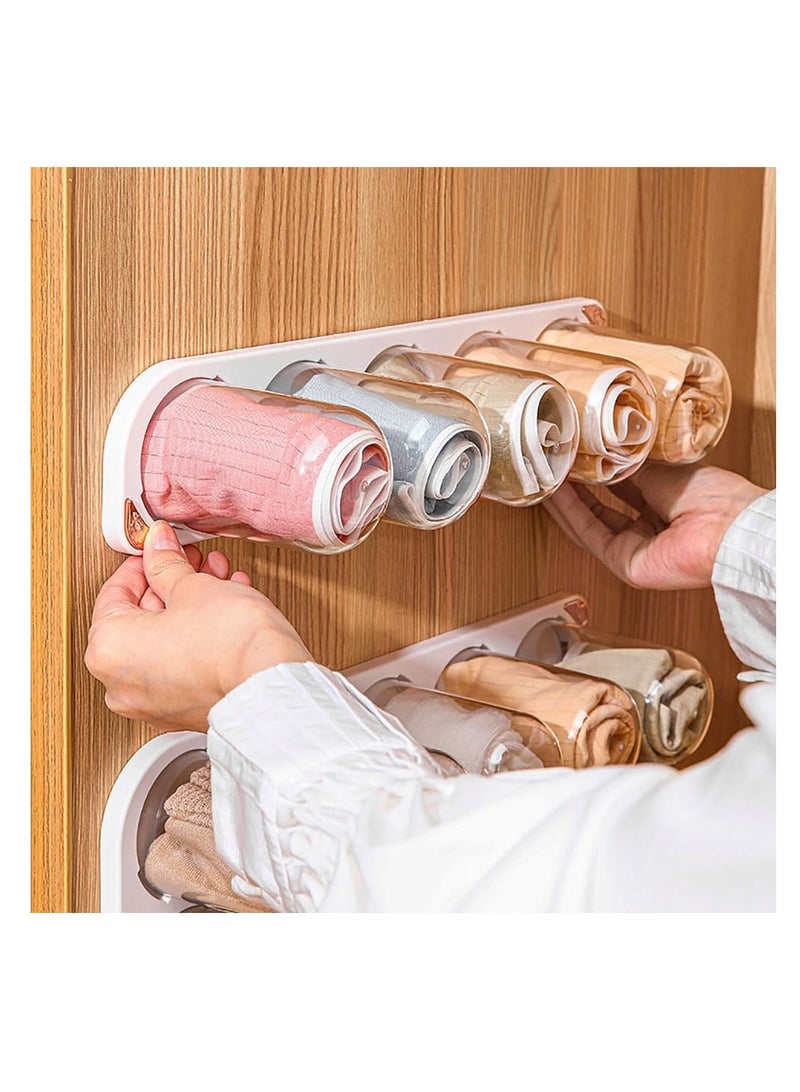 Wall Mounted Underwear Storage Box 3 Pack Plastic Capsule Storage Organizer for Underwear Socks Bras Panties Scarf Ties and Small Things (White)  - Image 3